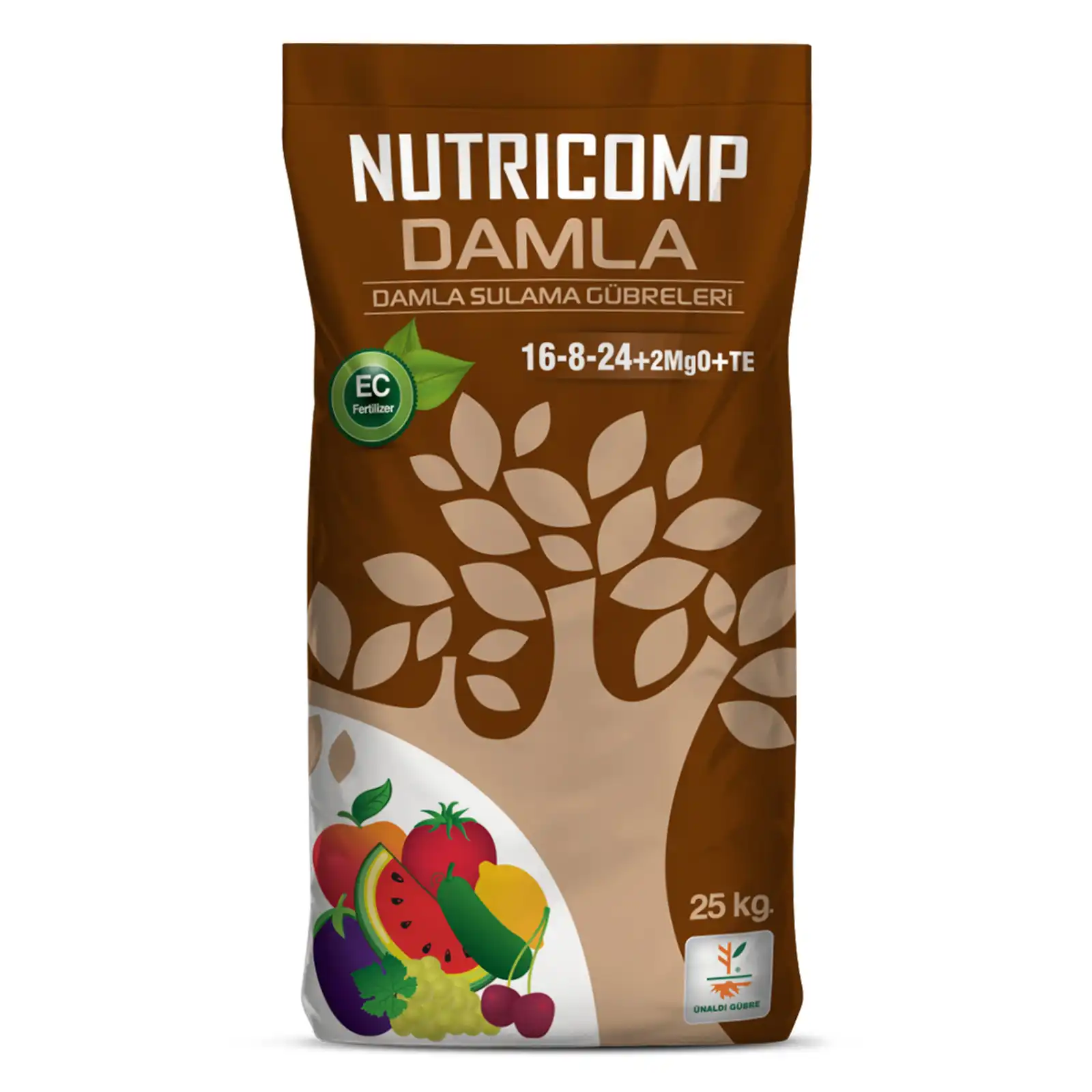 Nutricomp 16-8-24+(2MgO)+TE NPK damlama gübresi magnezyum içerikli analiz tablosu